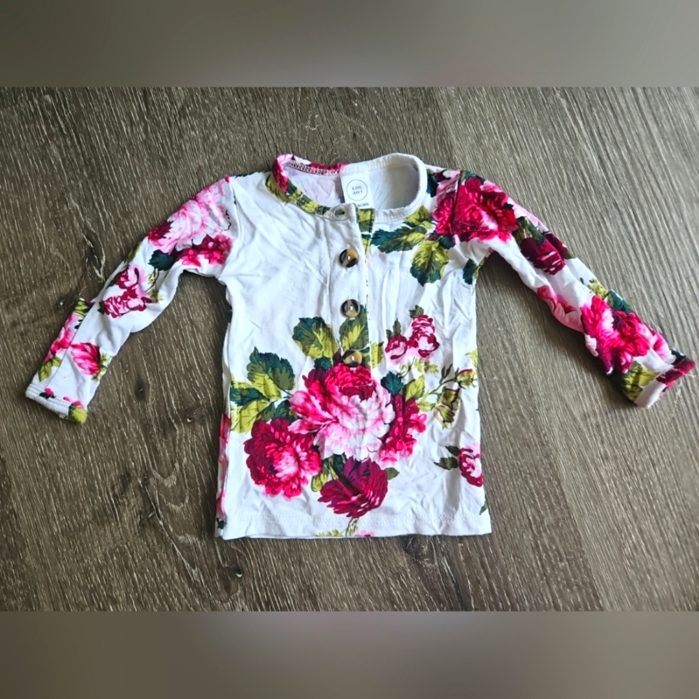 Lou Lou & Company Newborn Flower Long Sleeve Rayon Blend Top